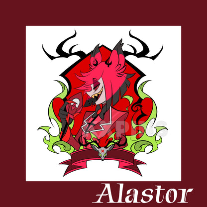 【Presale】Hazbin Hotel-"Label" Alastor, vox, ad, husk Pin
